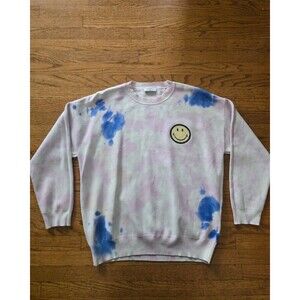SANDRO Paris x SMILEY Originals Patch Crewneck Tie Dye Sweater Size 3/Large